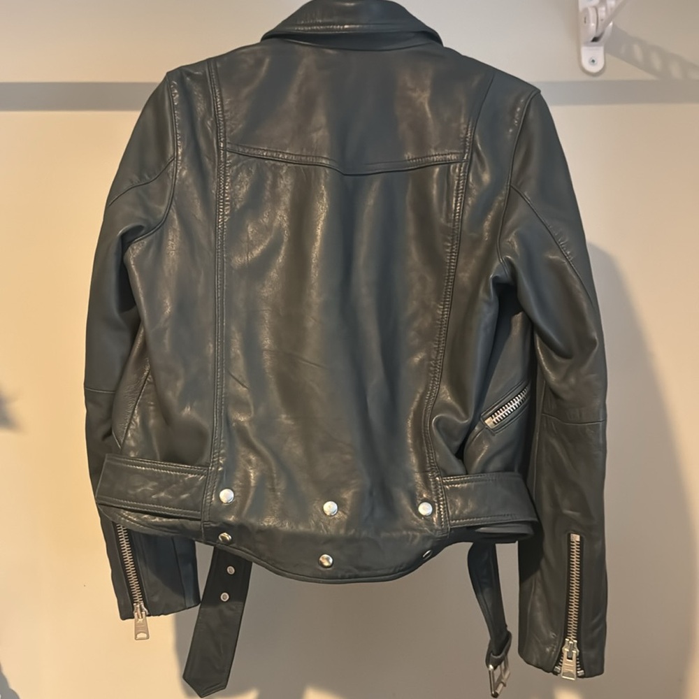 All Saints Dark Green Leather Jacket - Picture 5 of 6